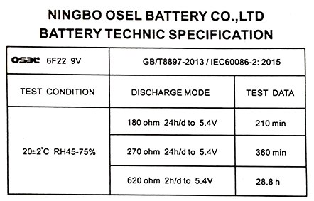 9volt-super-power-battery-osel-specification