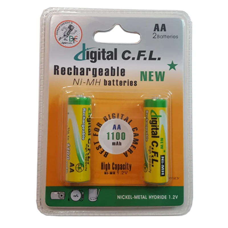 باتری قلمی قابل شارژ digital CFL مدل 1100mAh بسته 2 عددی